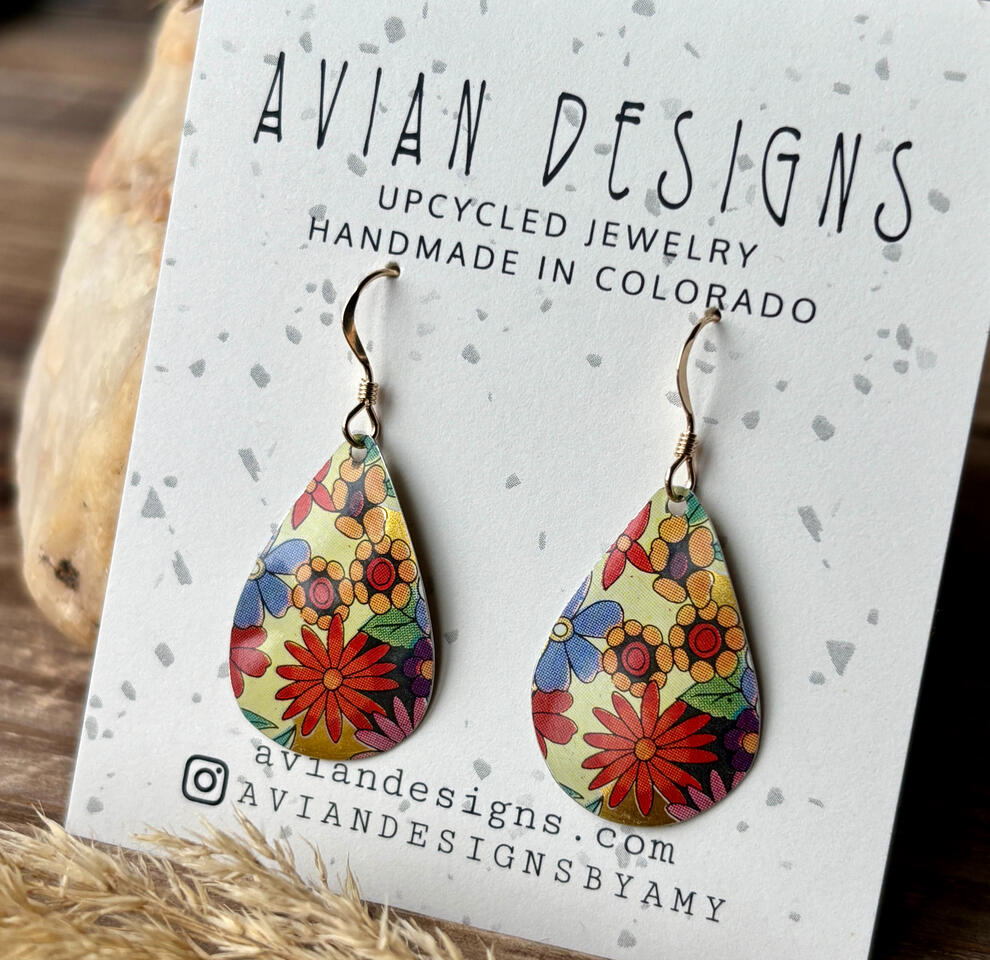 Vintage Tin Mini Teardrop Earrings