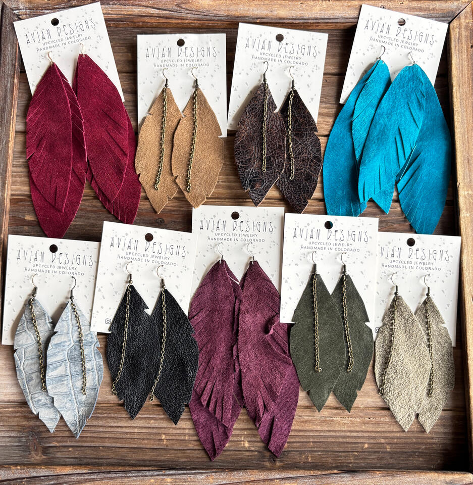 Upcycled leather/suede earrings